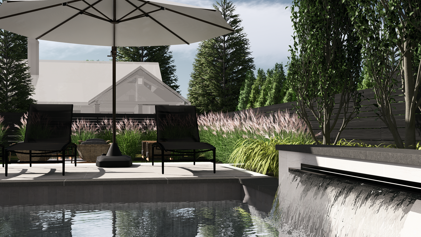 Pool deck and water feature Toronto